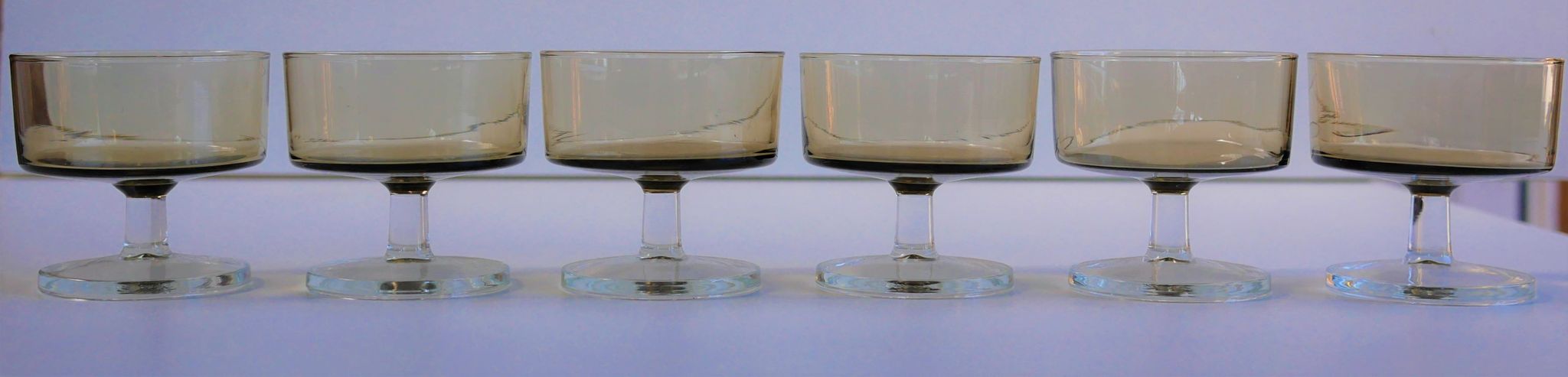 Set of 6 glasses vintage smoked glass model "Sweden" by Luminarc