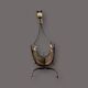 Antique wrought iron, wood and suede magazine rack - 4.1 kg - 1950s
