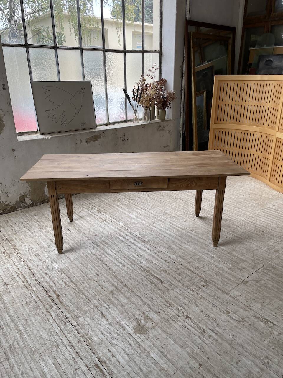 1950s oak butcher's farm table