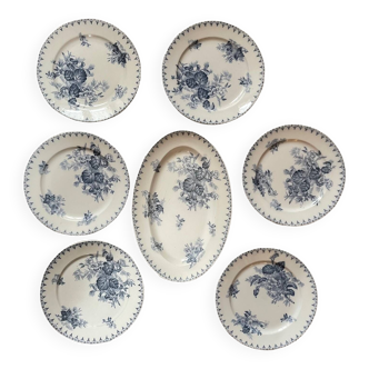 Flat plates and platter terre de fer sarreguemines uc flore model