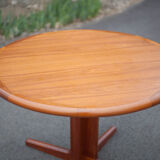Round dining table extendable 2 extensions, vintage teak table, interior decoration