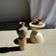 Petrified wood catchall or dish, grey with black rim, D29.5x25.5 -3321