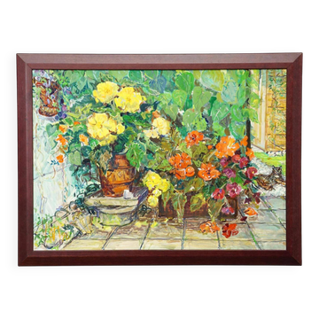 Impressionist oil painting of a garden, Alexander Michael 1996