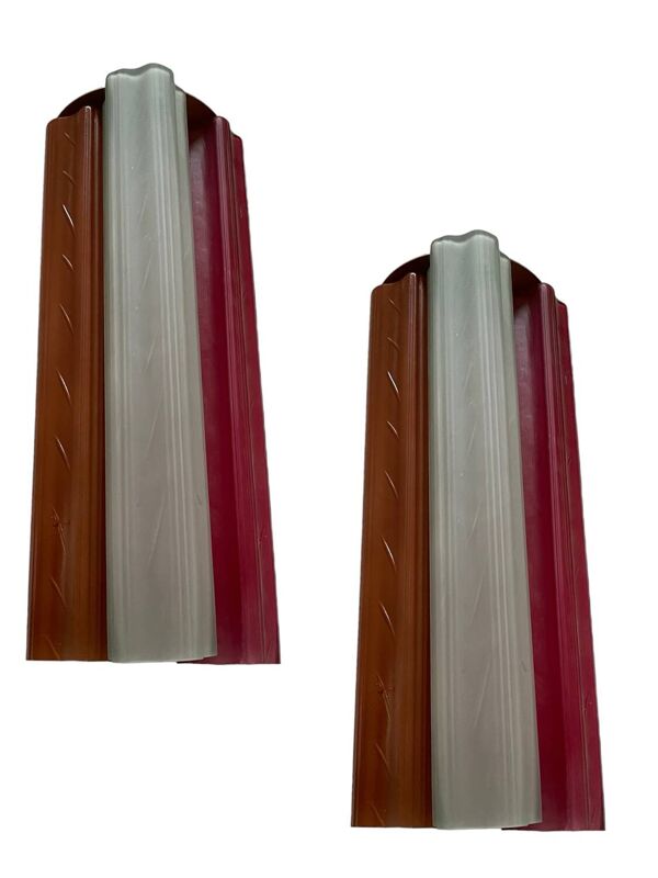 Lot de 2 appliques Tronchi en verre multicolore des années 1970