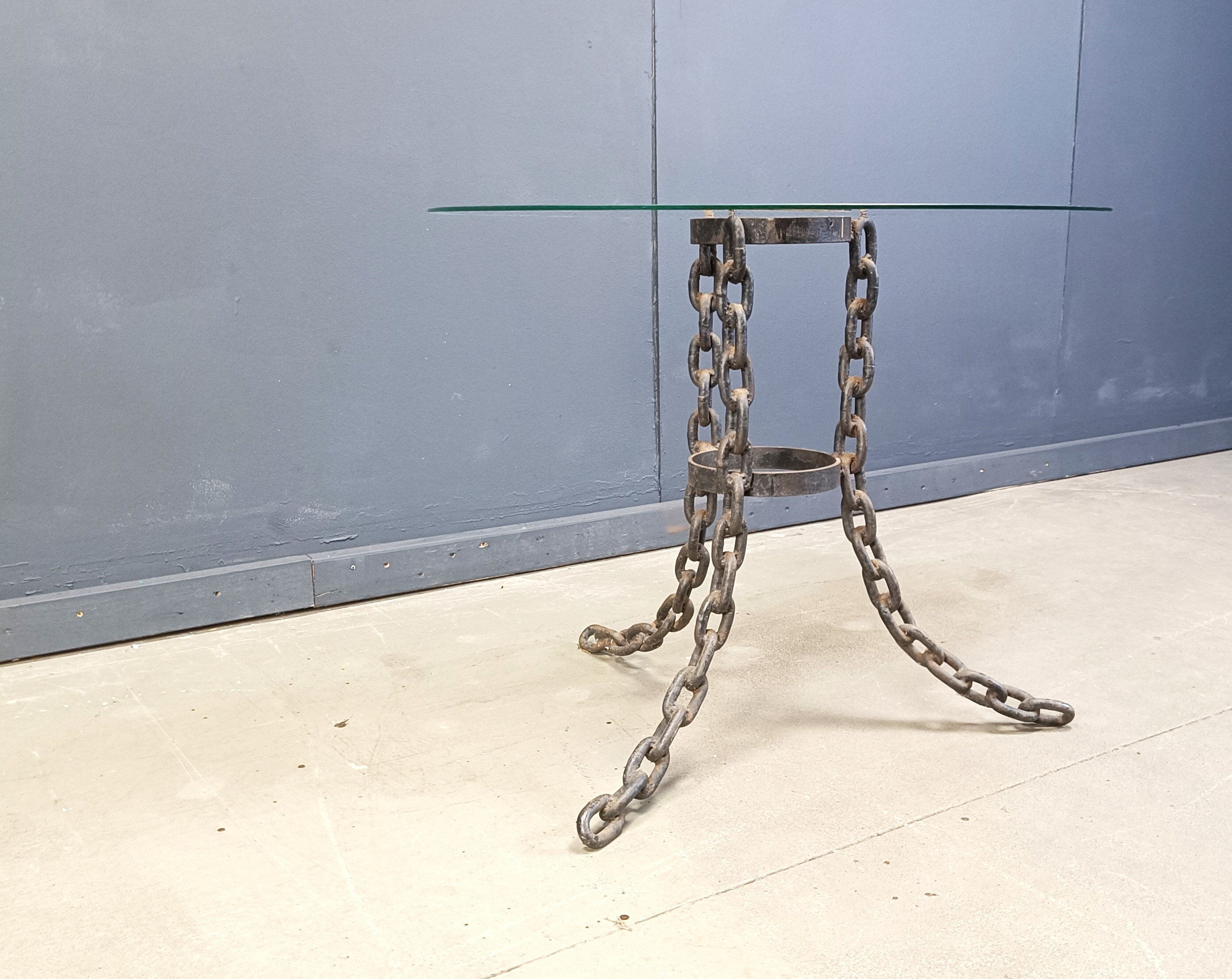 Brutalist chain link coffee table or side table, 1970s
