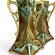Art Nouveau, two barbotine vases from Onnaing around 1920.