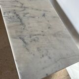 White marble bistro table, cast iron legs