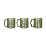 Set of 3 mugs in green ceramic