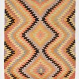 180x218Cm Geometric Style Kilim Rug, 6x7 Rugged Carpet