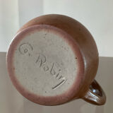 Vase cruche vintage en grès signé
