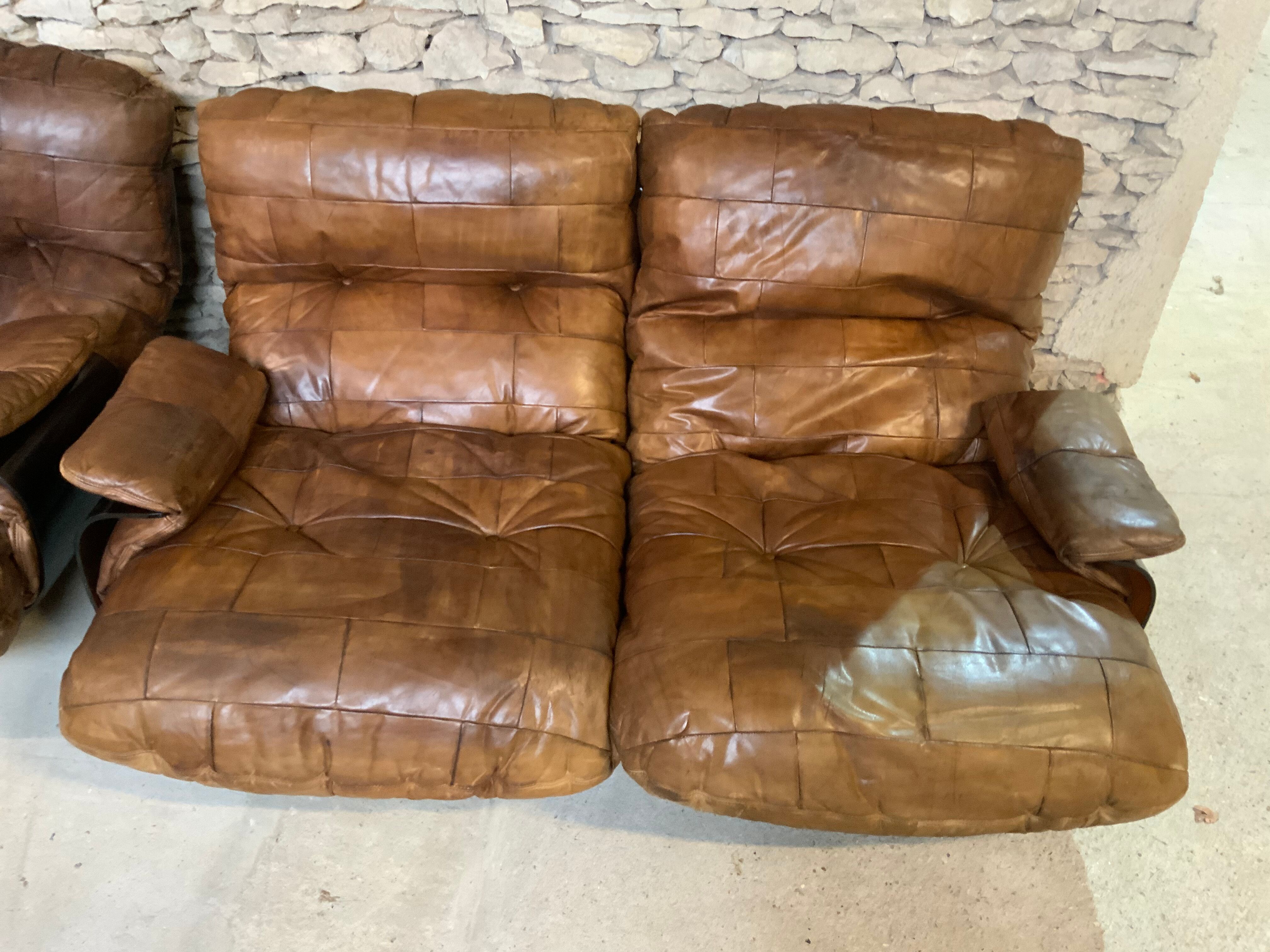 Pair of Marsala sofas, Michel Ducaroy for Ligne Roset 1970s