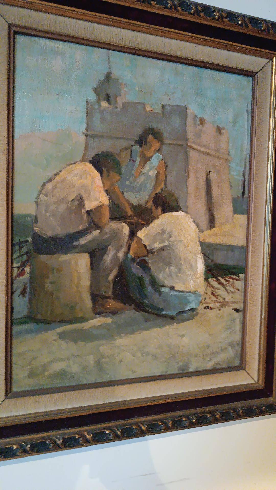 Peinture à l'huile sur figurines de table livourne première moitié du 20ème