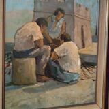 Peinture à l'huile sur figurines de table livourne première moitié du 20ème