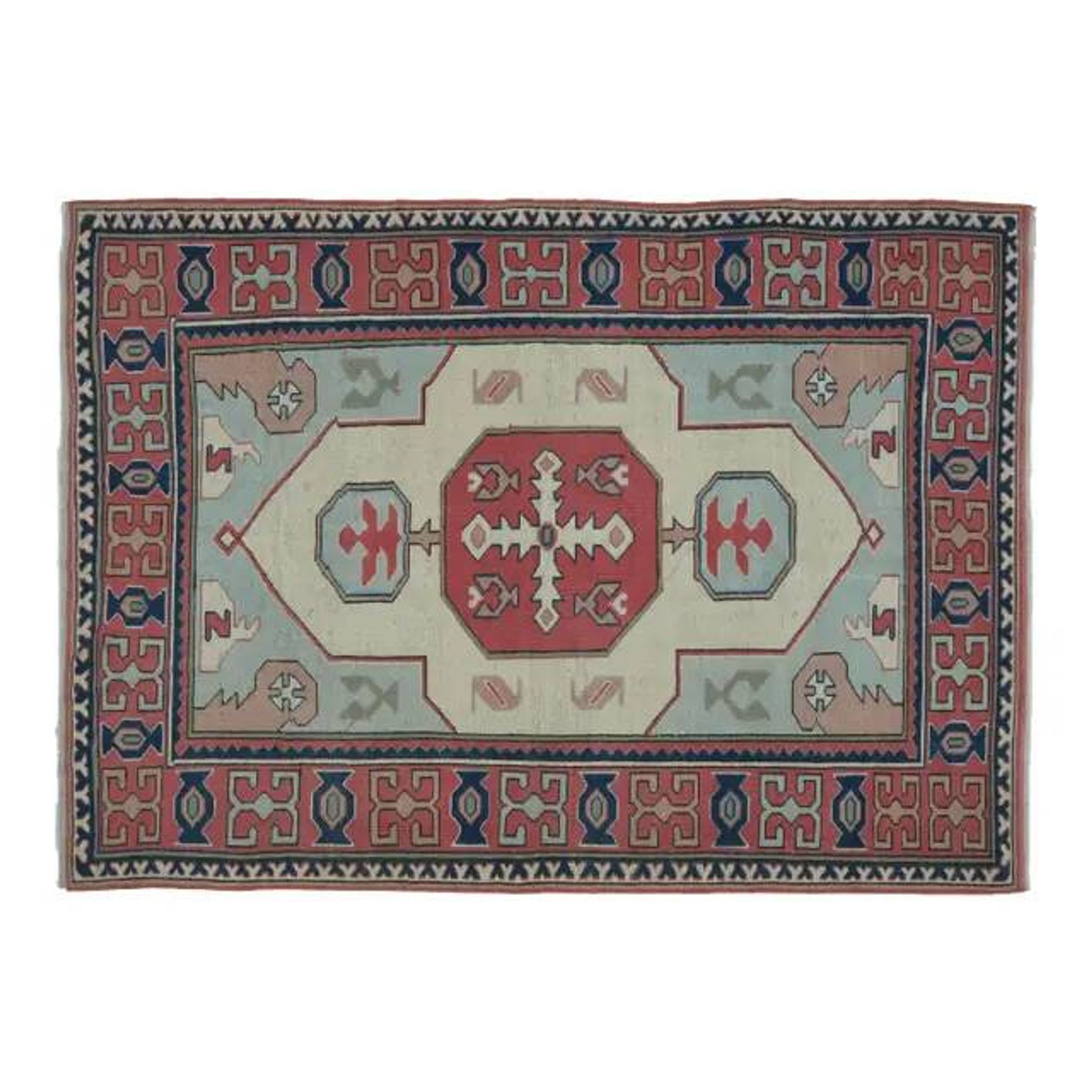 1970s Vintage Turkish Handmade Wool & Cotton Pink Area Rug 175x265