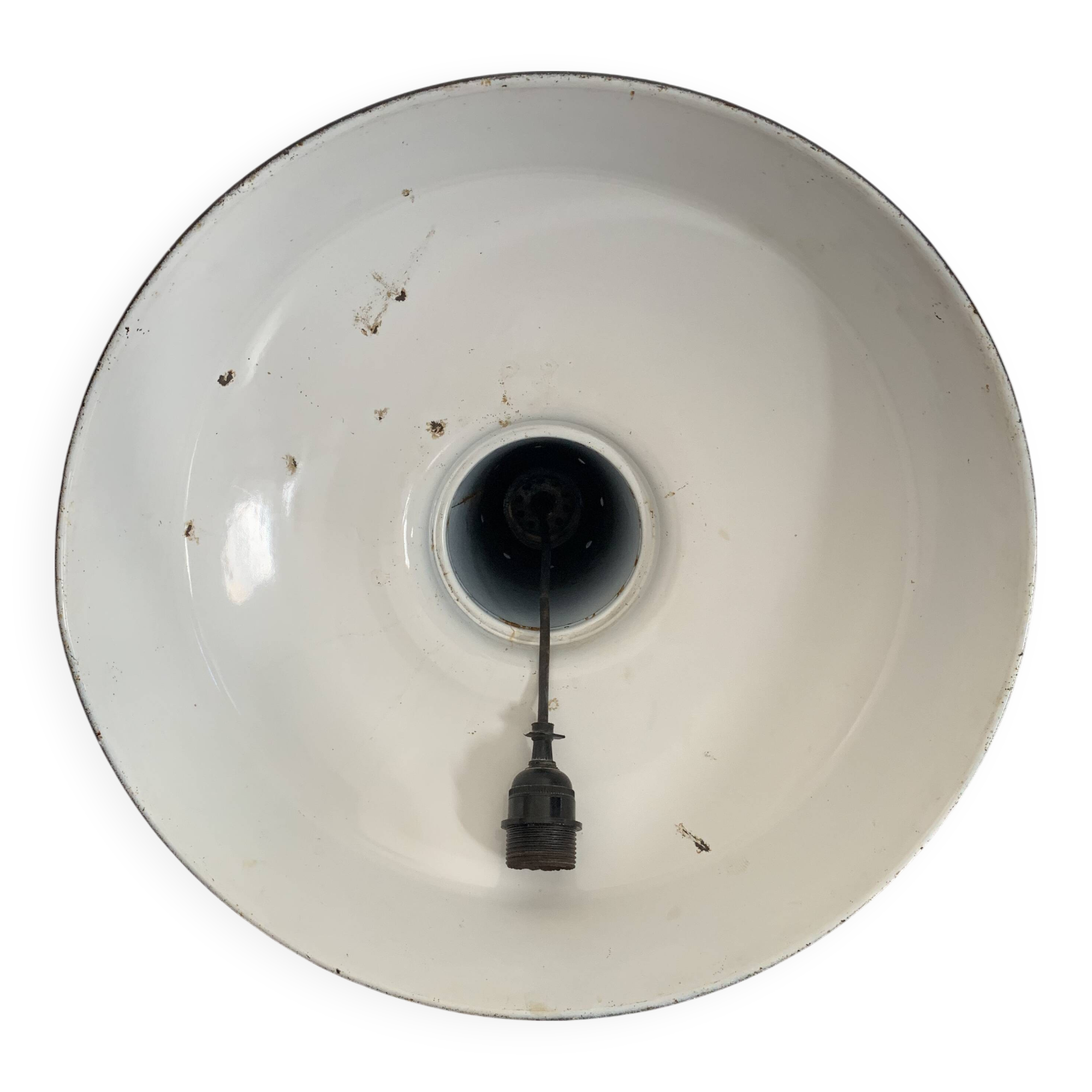 Vintage 1940s marine enamelled bowl pendant lamp - 47 x 40 cm