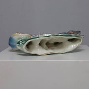 Italian Ceramic Sculpture with two Peacocks, 1960s hand-painted