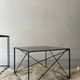Isosceles coffee table in wire metal and black smoked glass, Max Sauze design 1970