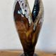 Vintage Mid-Century Modern Studio Pottery Tulip Lotus Bud Pedestal Vase - Earthen Brown & White Glaze