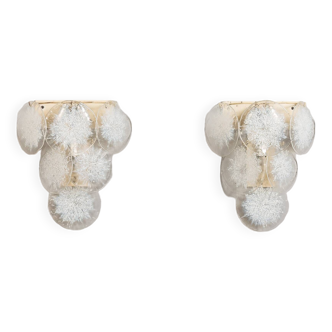 Set of two wall lamps "Fiocchi Di Neve"  Vistosi Murano Glass, Italy, 1970s