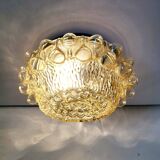 Baguette vintage en glaçure de plafondlamp, bulle reliëf space age, jaren 1970