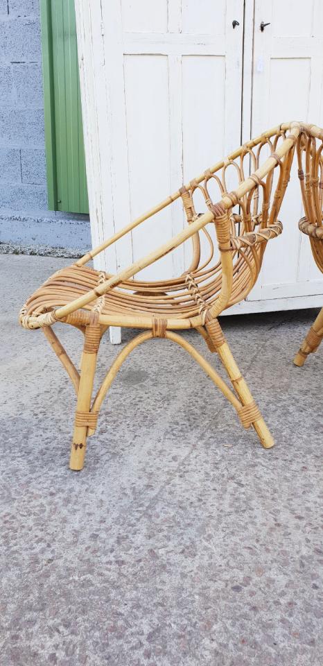 Paire de fauteuils en rotin vintage
