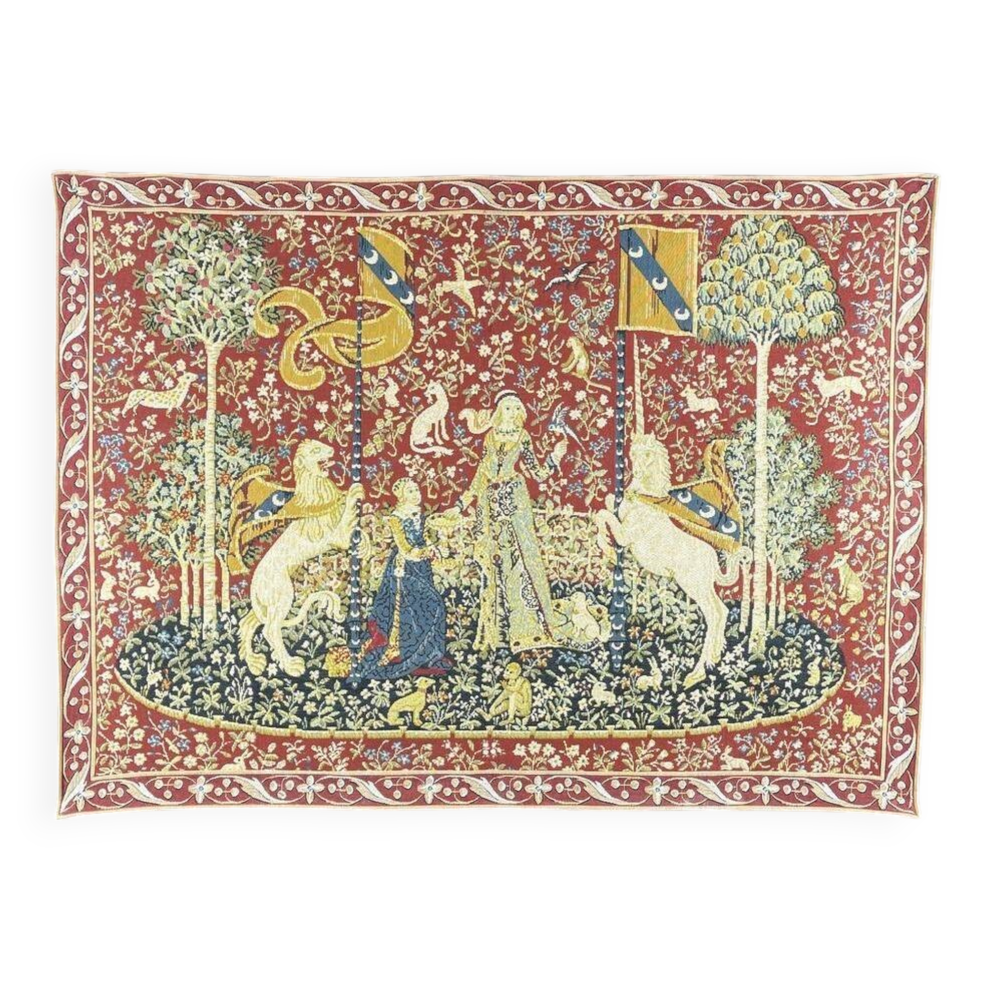 Tapestry "The Lady and the Unicorn" Medieval Style, 20th Century