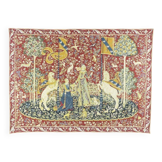 Tapestry "The Lady and the Unicorn" Medieval Style, 20th Century