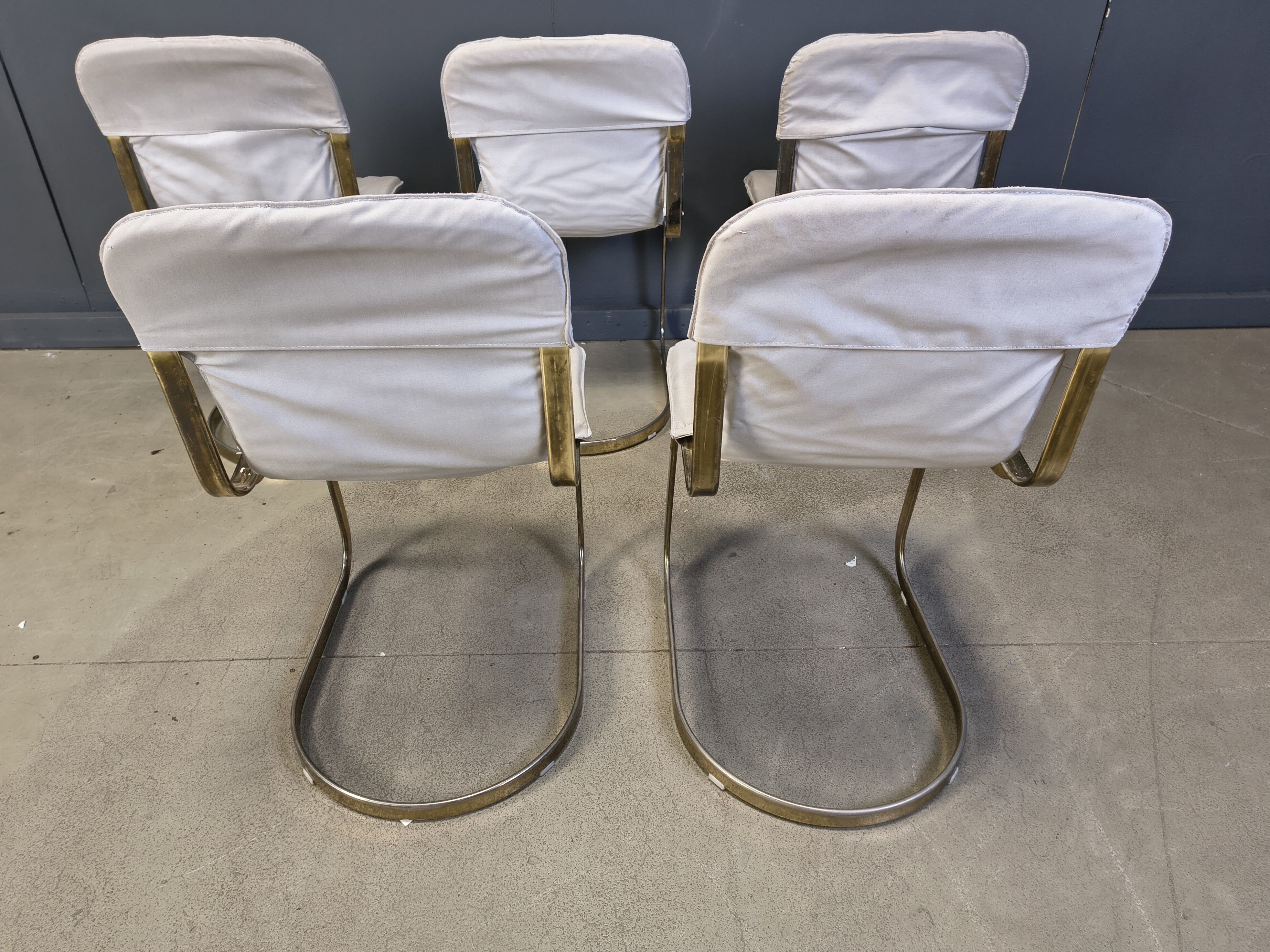 Vintage dining chairs by Willy Rizzo for Cidue set of 5, 1970s