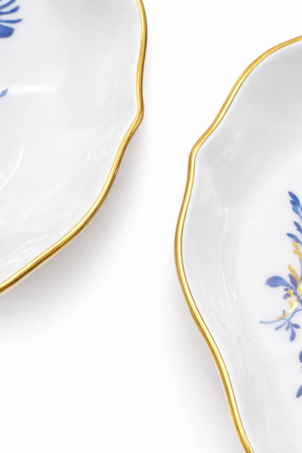 Pair of Meissen Porcelain Bowls — Blue and Gold Floral Decoration