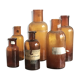 Set of 6 amber glass pharmacy jars