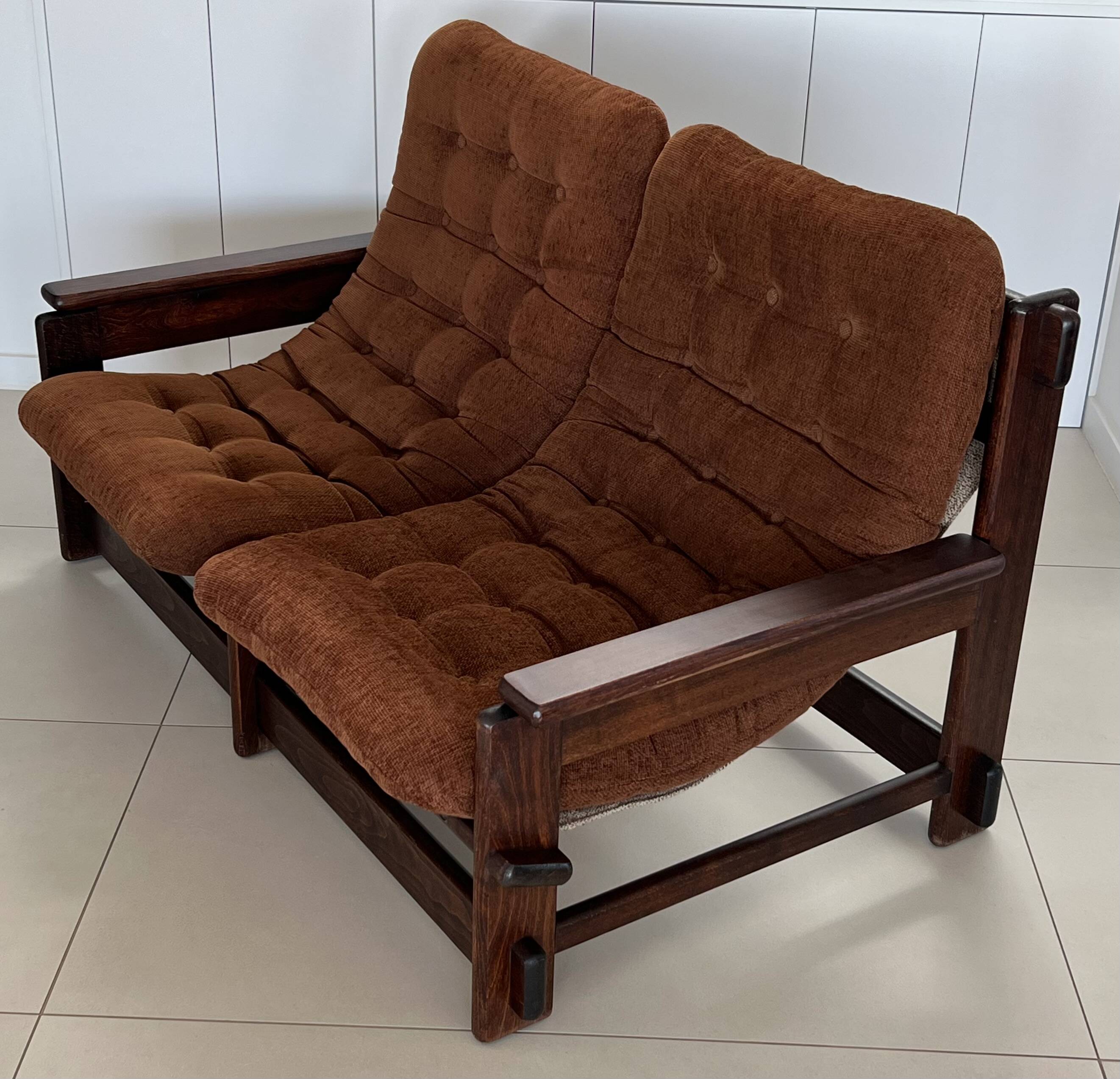Scandinavian two-seater oak sofa, 1960s