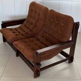 Scandinavian two-seater oak sofa, 1960s