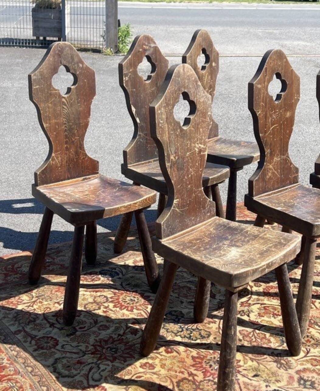 Lot 6 chaises brutalisées campagne montagne