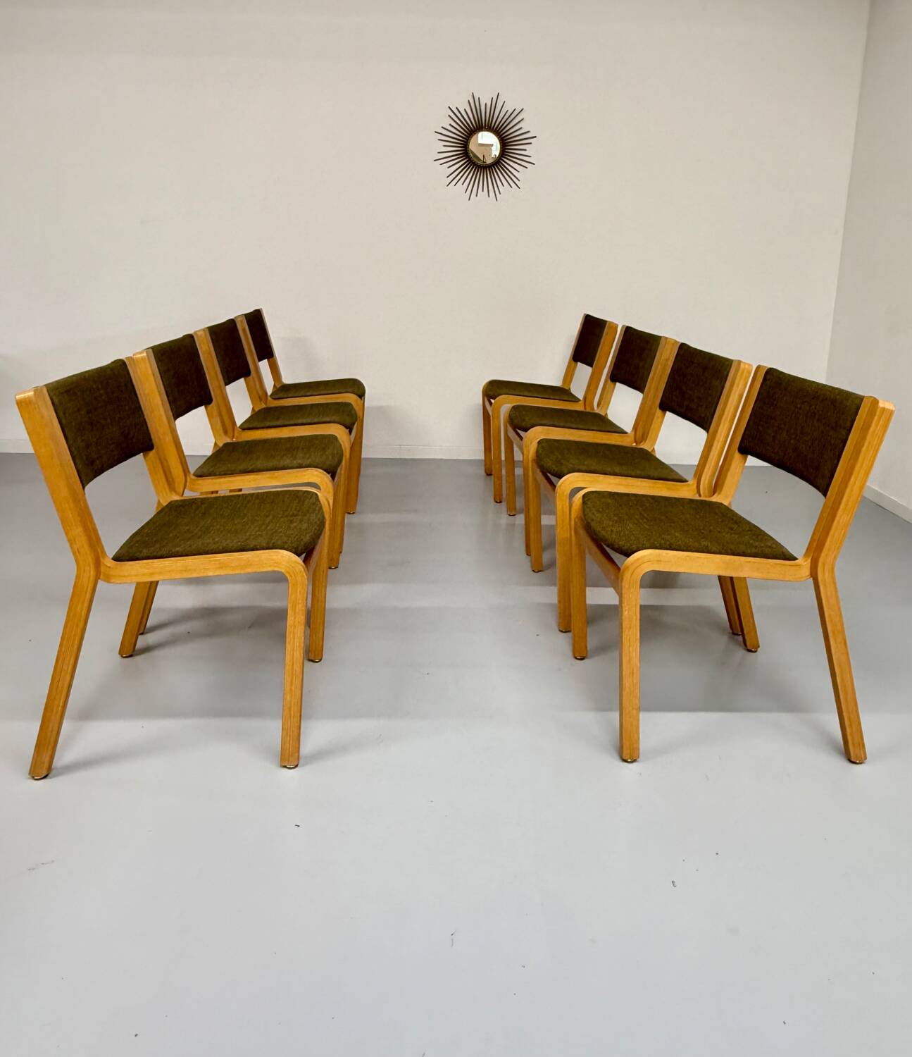Set of 8 Thygesen and Sorensen / Magnus Olesen designer chairs from the 70s
