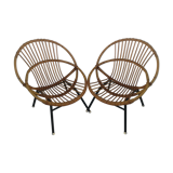 Pair of rattan basket armchairs