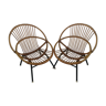 Duo de fauteuils corbeille en rotin