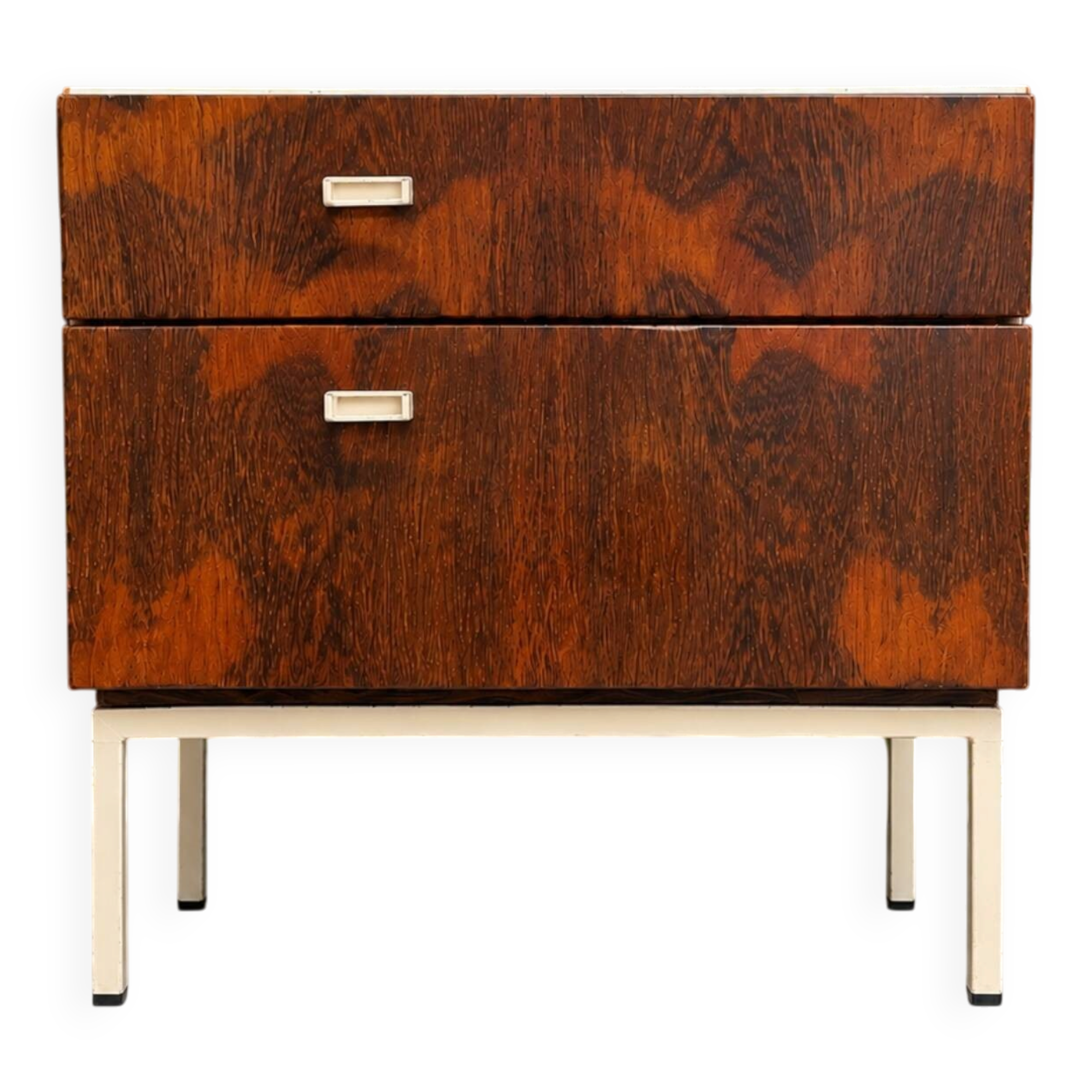 Small vintage rosewood piece of furniture – 60s/70s – metal base.