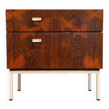 Small vintage rosewood piece of furniture – 60s/70s – metal base.