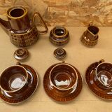 Antique PRUSZKOW Ceramic Brown & Gold Vintage Tea Service #B279