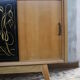 Enfilade vintage chêne clair pieds compas
