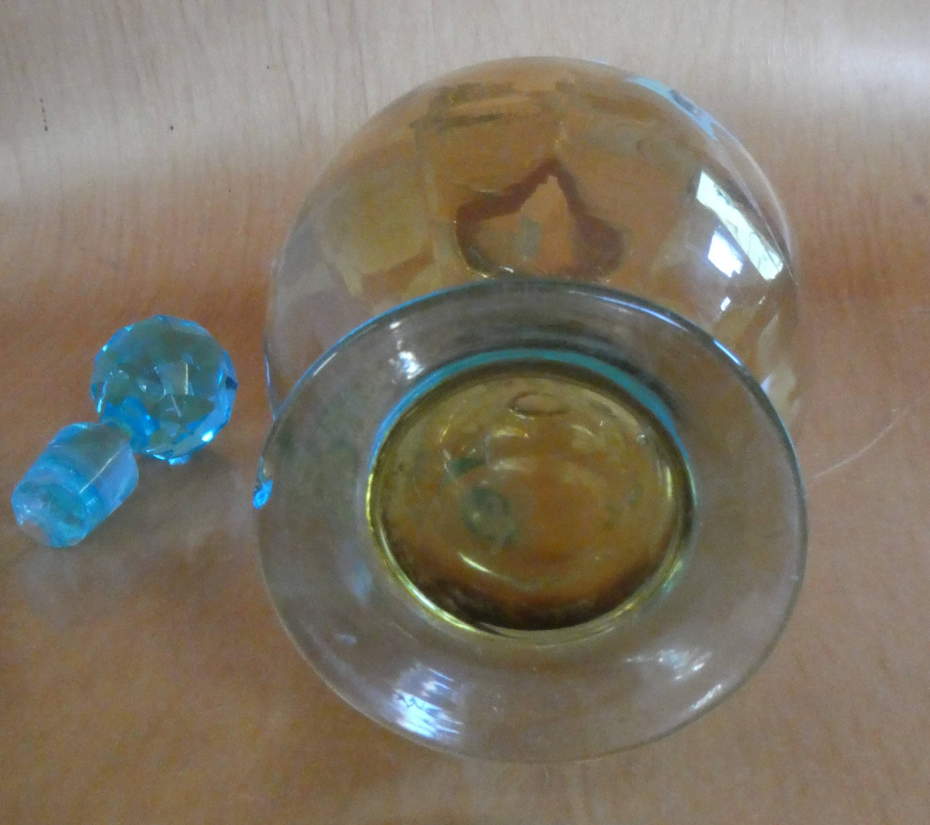 Enamelled liqueur decanter with floral decoration