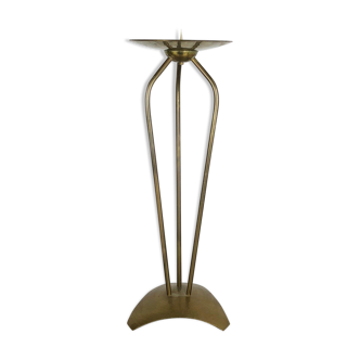 Modernist sculptural brutalist floor brass candleholder, Germany, 1950s