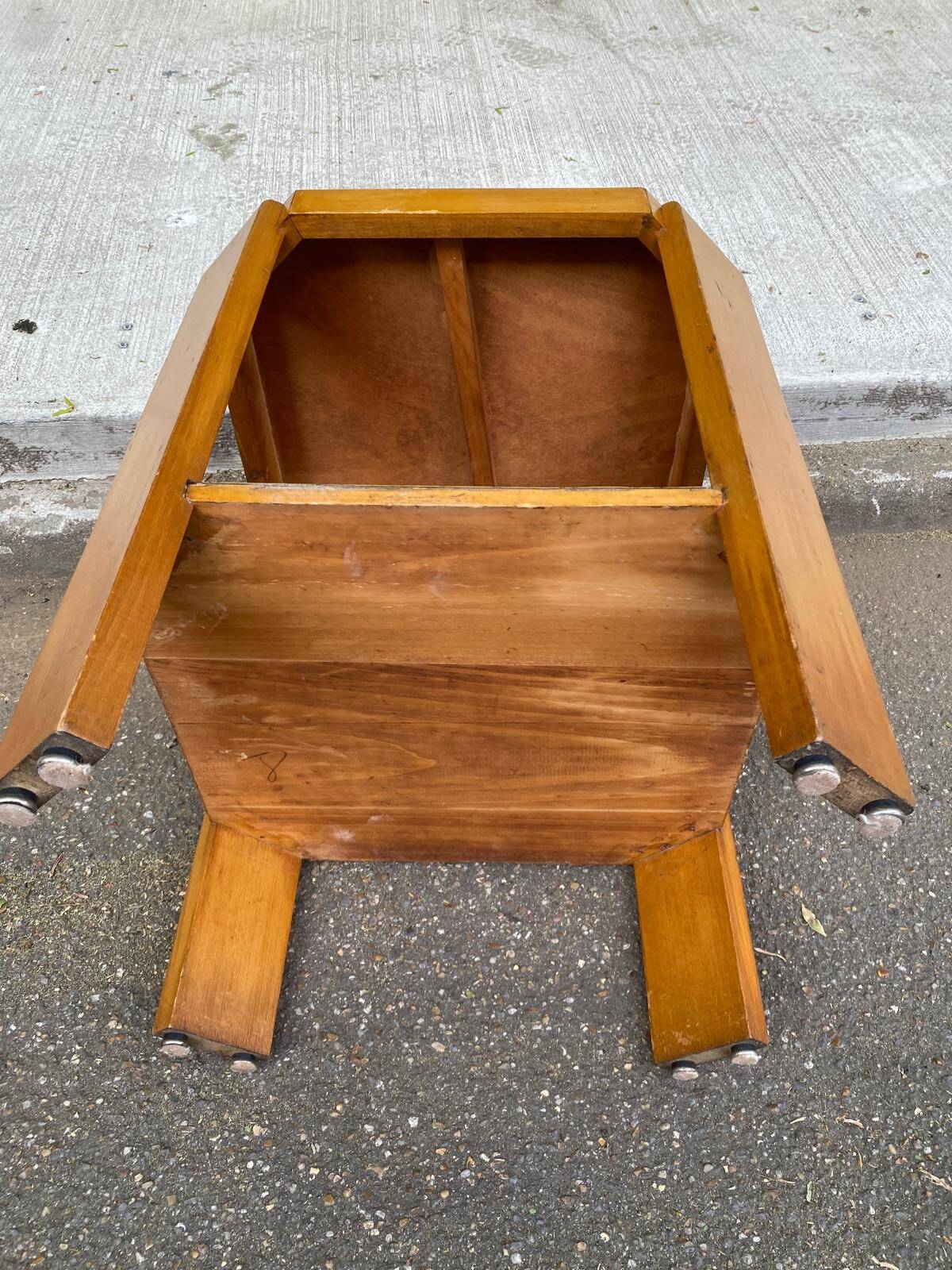 Table d'appoint art déco octogonale en bois jaune et vert 1970