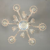 Venetian chandelier in Murano glass, 6 light arms, new electrification, circa 1930.
