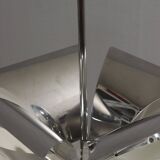 Impressive Space Age chandelier with 5 lights, chrome metal, Italy 1970s.