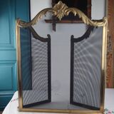 Pare-Feu Ancien en Laiton, Style Louis XV, L 83 cm / H 55 cm