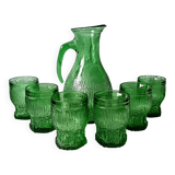 Vintage Bormioli green lemonade service from the 1970s, jug and glasses from Italy.