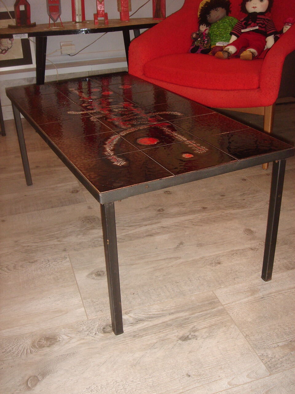 1960 coffee table, painted earthenware