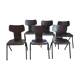 Set de 6 chaises "Marteau" acajou thermomoulé