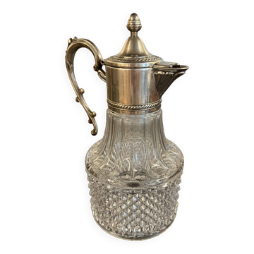 Carafe / decanter jug in moulded glass and silver-plated metal – Silver Pl